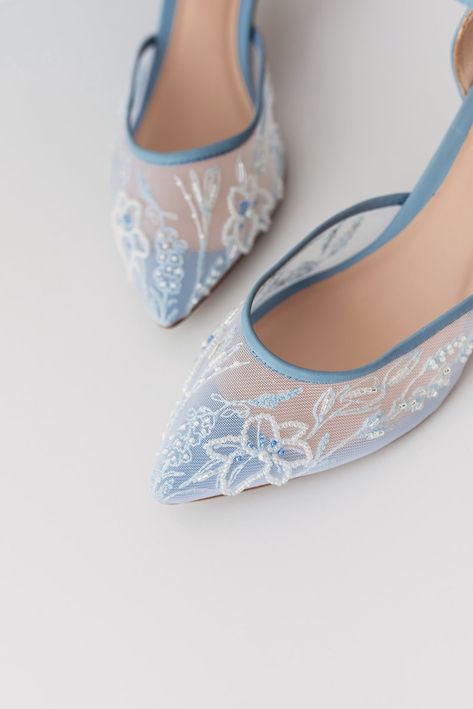 Something Blue Wedding Shoes With Closed Pointy Toe and Kitten - Etsy Australia Light Blue Wedding Shoes, Floral Bridal Shoes, Blue Heels Wedding, Baby Blue Heels, Light Blue Heels, Blue Bridal Shoes, Kitten Heel Wedding Shoes, Light Blue Shoes, Embroidery Wedding