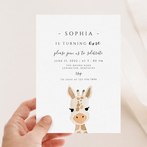 First Birthday Giraffe Theme, Giraffe Theme Birthday Party, Giraffe Birthday Theme, Giraffe Invitations, Giraffe 1st Birthday, Giraffe First Birthday, First Birthday Safari, Giraffe Birthday Party, Giraffe Birthday Parties