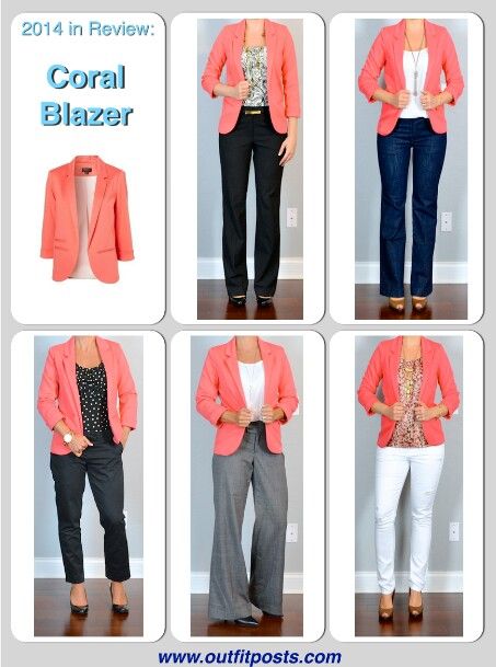 Coral Blazer Outfit Coral Blazer Outfit, Chambray Outfit, Wardrobe Checklist, Smart Wardrobe, Coral Outfit, Coral Jacket, Coral Blazer, Capsule Wardrobe Checklist, Coral Fashion