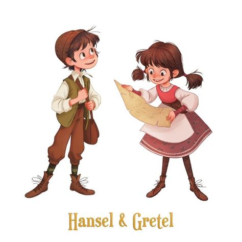 Children Character Design, Hansel Gretel, 동화 삽화, Hansel And Gretel, Storybook Art, Storybook Characters, Book Illustration Art, Model Sheet, Car Alarm