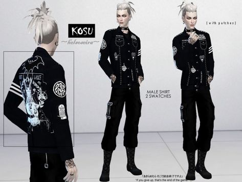 Helsoseira's KOSU - Male - Shirt Sims 4 Cc Goth, Goth Male, Sims 4 Male Clothes, Male Shirt, Punk Man, Clothing Male, Alt Clothes, Sims 4 Body Mods, Free Sims