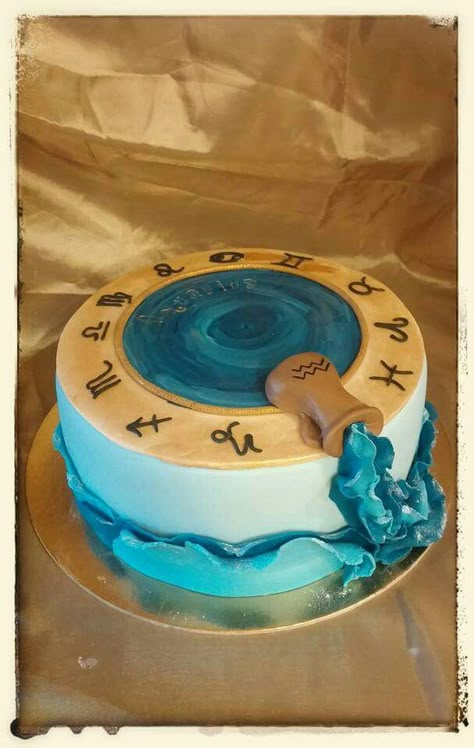 Aquarius Cake Design, Cake For Aquarius, Aquarius Bday Cake, Aquarius Szn Cake, Aquarius Cake Ideas, Aquarius Baby Cake, Aquarius Cake Birthdays, Birthday Cake Aquarius, Aquarius Birthday Party