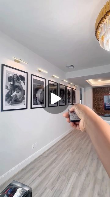 Family Photo Accent Wall, Family Photo Wall Foyer, Wedding Wall Pictures Home Decor, Family Portraits On Wall, 3 Photos On Wall, Entry Way Picture Wall Ideas, Wedding Picture Display At Home, Half Face Family Photo Wall, Big Picture Frame Ideas