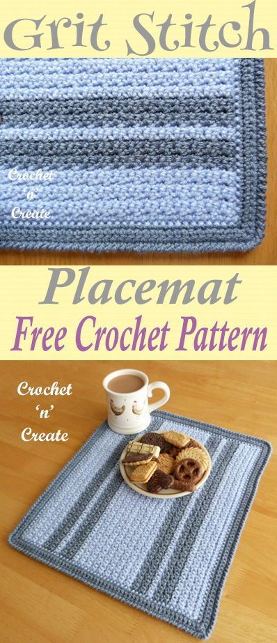 Crochet this grit stitch place mat. Perfect for your tables and sideboards. Free crochet pattern. #crochetncreate #freecrochetpatterns #crochetforkitchen Crocheted Placemats, Placemat Patterns, Crochet Placemat, Crochet Table Mat, Crochet Placemat Patterns, Crochet Coasters Free Pattern, Crochet Mat, Kitchen Crochet, Crochet Placemats