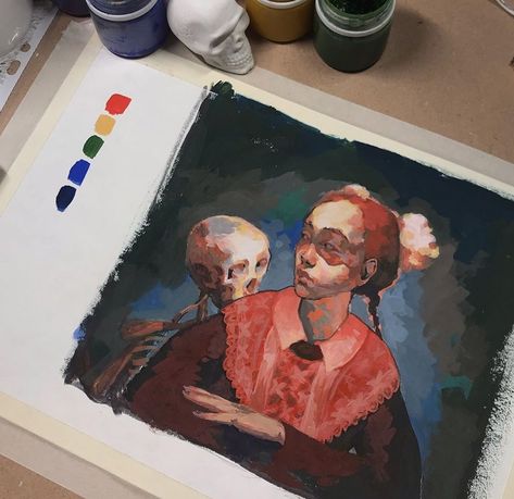 Gouache Portrait, Portrait On Canvas, A Level Art Sketchbook, Gouache Illustrations, Portraiture Drawing, Gouache Art, Art Hobbies, Sketch Painting, Art Appreciation