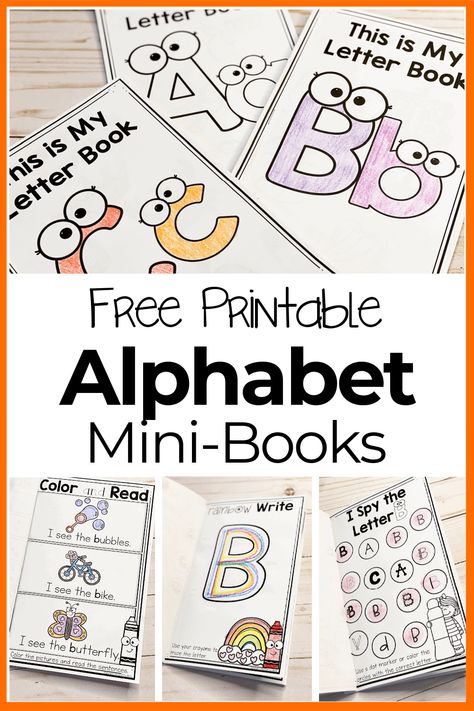 Free Printable Alphabet Books for Preschoolers Gross Motor Assessment For Preschoolers, Prek Alphabet Book, Letter U Books For Preschoolers, Alphabet Pages Printable, Abc Books Preschool Free Printables, Letter B Books For Preschool, Free Printable Name Activities, Letter Booklets Free Printable, Letters In My Name Free Printable