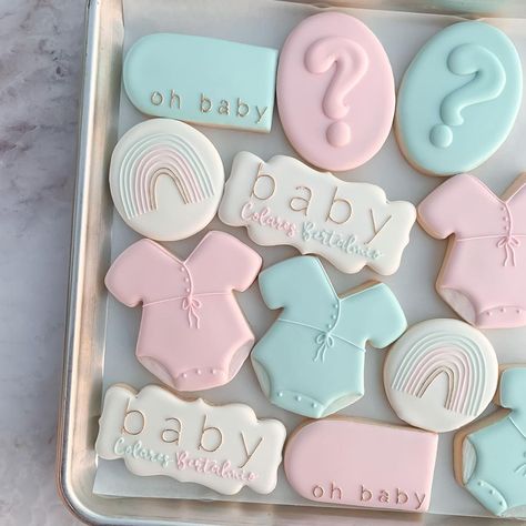 He or She, what will rainbow baby be? 🍼🎀 . . . . #decoratedcookies #sugarcookies #sweet #cookies #customcookies #genderreveal… | Instagram Gender Reveal Cookies Ideas Simple, Gender Reveal Cookies Decorated, Gender Reveal Cookies Ideas, Rainbow Baby Gender Reveal, Gender Reveal Sugar Cookies, He Or She Gender Reveal, Special Cookies, Gender Reveal Cookies, Candy Ideas