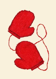 Glove Illustrations, Yusuke Yonezu, Gloves Illustration, Gloves Drawing, Red Mittens, Naive Illustration, Winter Illustration, Pencil Crayon, Canvas Painting Designs