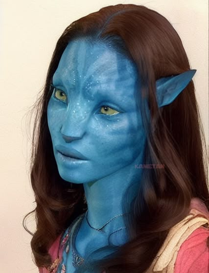 Avatar Na'vi Cosplay, Avatar Pumpkin, Avatar Baby Doll, Dollar Tree Makeup, Avatar Makeup, Mahogany Hair, Blue Cosplay, Avatar Cosplay, Avatar Oc