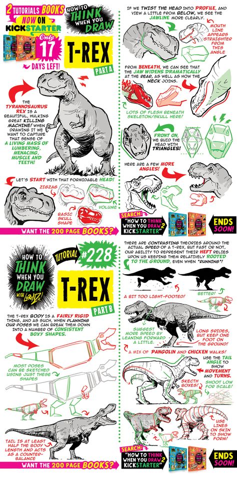 How To Draw Dinosaurs, Etherington Brothers, Dinosaur Sketch, Comic Tutorial, Dinosaur Drawing, Things To Draw, Dinosaur Art, Anatomy Drawing, Days Left