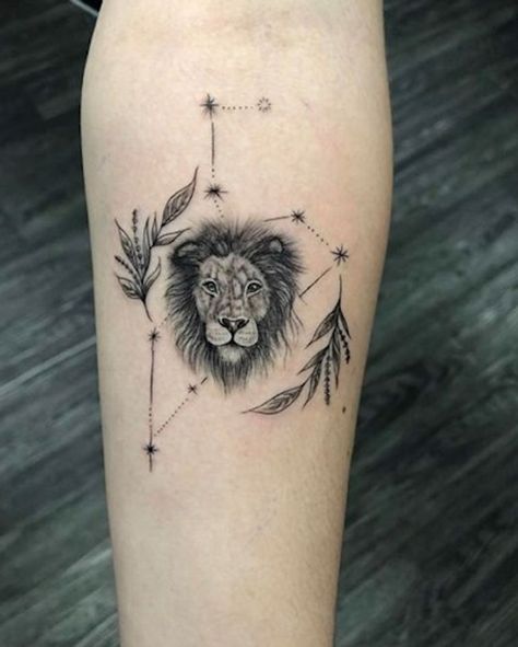 Tattoo Zodiac Leo, Leo Zodiac Art Tattoo Ideas, Tattoo Planets, Leo Lion Tattoos, Tattoo Leo, Tattoos Zodiac, Leo Constellation Tattoo, Zodiac Aesthetic, About Leo