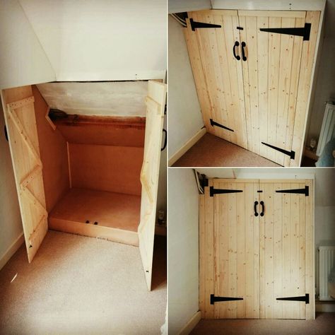 Tongue And Groove Cupboard Doors, Cupboard Ideas, Wood Cupboard, Bathroom Cupboard, Zen Room, Attic Space, Stable Door, Diy Wardrobe, Attic Rooms