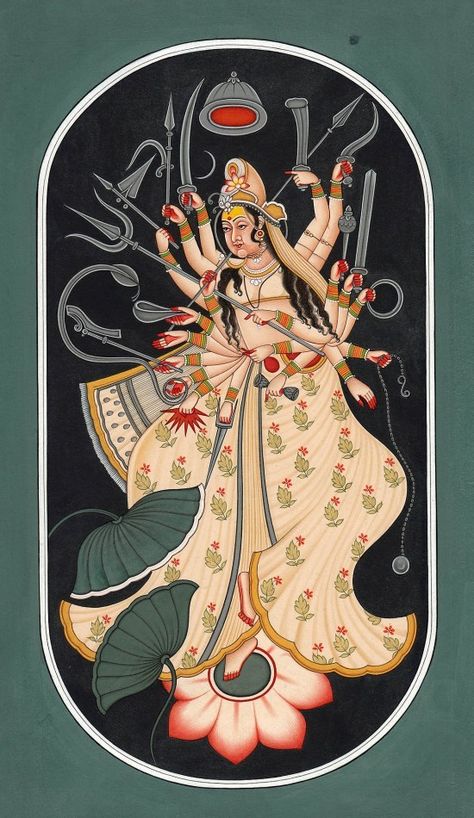 Cosmic Form of Goddess Durga Kali Hindu, Bengali Art, Durga Painting, Goddess Durga, Kali Goddess, Indian Painting, Vedic Art, Mother Goddess, Indian Folk Art