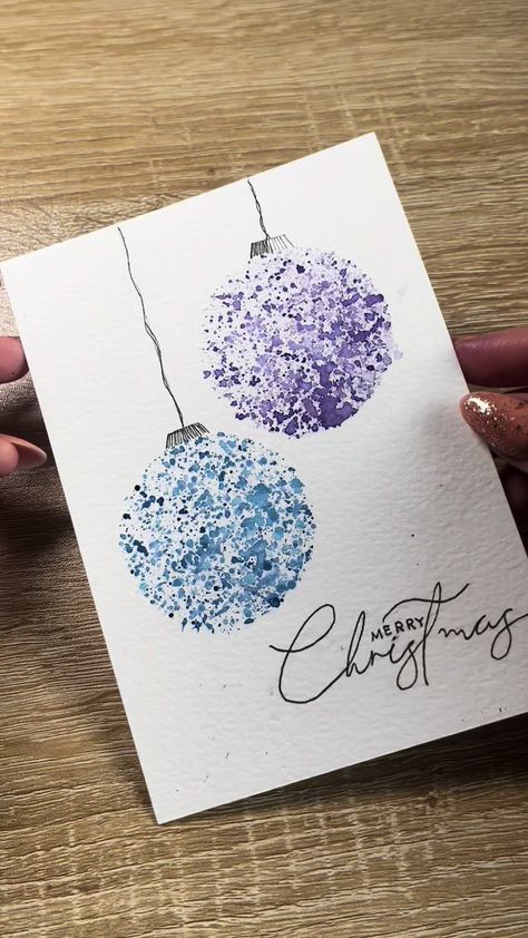 Make Your Day Diy Watercolor Cards, Watercolor Christmas Cards Diy, Watercolor Holiday Cards, Painted Christmas Cards, Cute Christmas Cards, Beautiful Video, Christmas Card Art, 카드 디자인, Video Viral