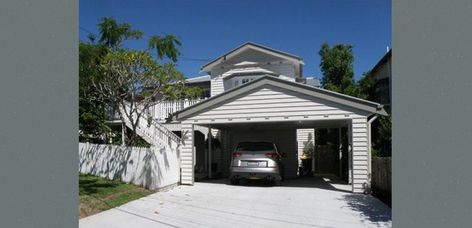 Carport Front Of House, Cedar House Exterior, Carport Fence, Dutch Gable Roof, Garage Facade, Car Port Ideas, House Colour Ideas, Carport Storage, Enclosed Carport