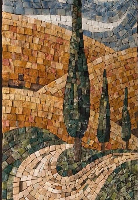 Mosaics Ideas, Mosaic Landscape, Garden Mosaics, Landscape Mosaic, Mosaic Art Diy, Mosaic Garden Art, Landscape Quilt, Mosaic Madness, Modern Mosaics