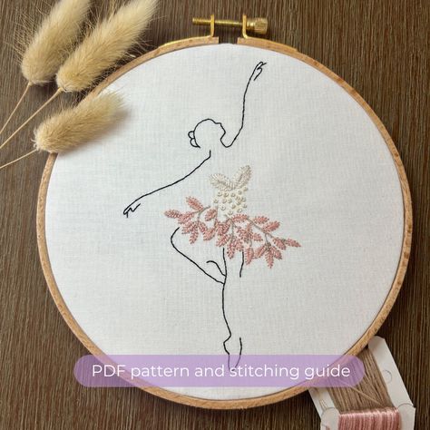 Nutcracker Ballet Embroidery, Embroidery Ballerina, Nutcracker Diy, Ballerina Embroidery Design, Ballerina Embroidery, Modern Hand Embroidery Patterns, Modern Hand Embroidery, Dancer Ballet, Embroidery Ornaments