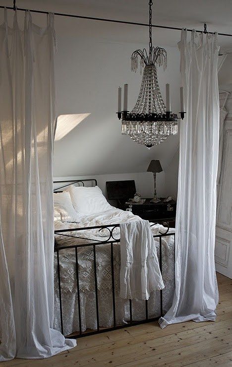 <b>Feel like the walls are closing in?</b> Transform your attic room to the ultimate hideaway. Shabby Bedroom, Design Ložnic, Slanted Ceiling, Attic Design, Attic Bedrooms, Attic Remodel, Attic Bedroom, Attic Rooms, Bed Curtains