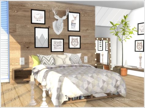 A set of furniture and decor for decorating a bedroom in Scandinavian style. Found in TSR Category 'Sims 4 Adult Bedroom Sets' Sims 4 Cc Parents Bedroom, Bedrooms Sims 4 Cc, Sims 4 Aesthetic Bedroom Cc, Sims 4 Cc Scandinavian Furniture, Modern Bedroom Sims 4, Sims 4 Modern Bedroom Cc, Sims4 Cc Bedroom Set, Severinka Sims 4, Sims 4 Cc Beds Bedroom Sets