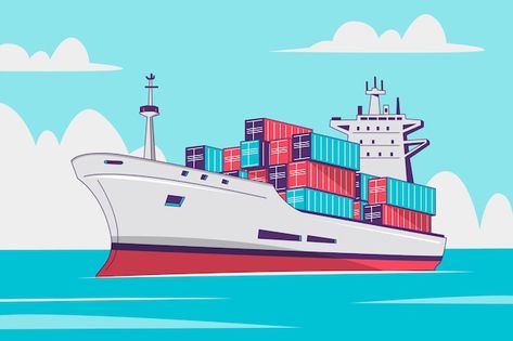 Cargo Ship Illustration, Batman Comic Cover, Ship Vector, Container Ship, Cargo Ship, Ship Drawing, Cargo Shipping, Vector Hand, Asset Management