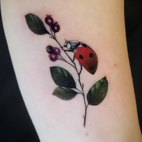 Adorable ladybug tattoo done by @thistlekae! She did a really awesome job in colouring this cute piece!! ❤️⁠ ⁠ "Loved doing this little ladybug for Cassidy today! Thanks so much for the trust 🩶🐞" - Kathleen ⁠ Ladybug Flower Tattoo, Lydia Tattoo, Cute Ladybug Tattoo, Ladybird Tattoo, Ladybug Tattoo, Bumble Bee Tattoo, Realism Tattoos, Maching Tattoos, Mama Tried