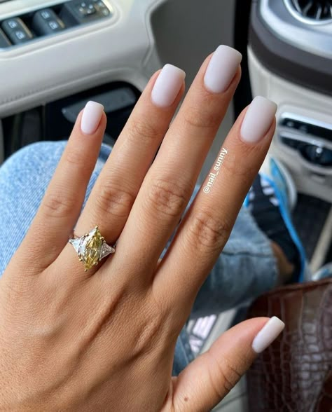 Milky White Matte Nails, White Matte Nails, White Short Nails, Square Gel Nails, Milky White Nails, Blue Christmas Nails, Natural Acrylic, Natural Acrylic Nails, Gel Nail Ideas