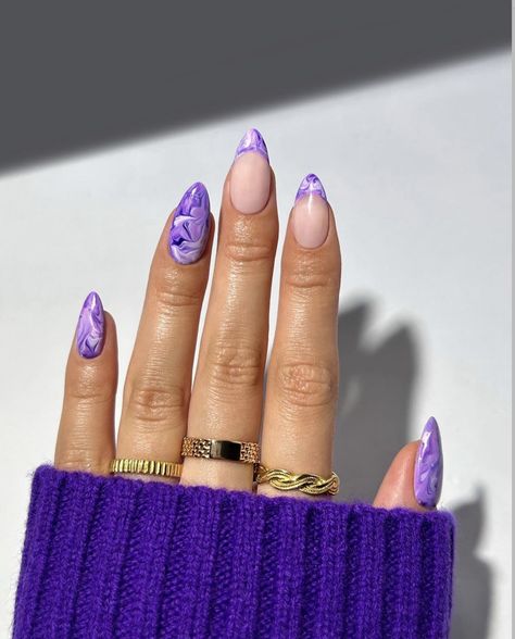 Neon Nail Art Designs, Purple Nail Art, Marble Nail Designs, Easter Nail Art, Purple Nail Designs, Cute Spring Nails, Nail Pops, Purple Nail, Purple Marble