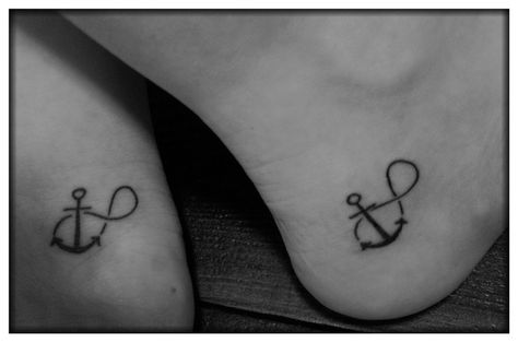 added by Lisa Best Friend Tattoos Ankle, Tattoo Ideas For Best Friends, Tattoos Anchor, Infinity Anchor Tattoo, Tattoos Ankle, Angel Tattoo For Women, Heel Tattoos, Infinity Anchor, Matching Best Friend Tattoos