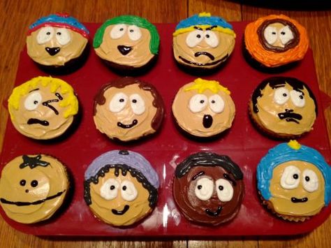 Southpark Cupcakes South Park Birthday Cake, South Park Cake, Funny Cupcakes, Character Cupcakes, Park Birthday, Cute Baking, Just Cakes, Cute Desserts, Food Crafts