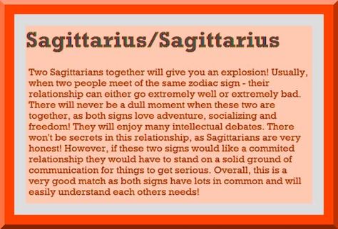 Sagittarius, is your significant other also a Sagittarius? We would like to hear from you! How's this relationship going? Have you ever dated another Sag? Supposedly two Sagittarius together are like cookies and milk, wine and cheese, ice cream and apple pie, they just go together perfectly :) Sagittarius Sagittarius Relationship, Two Sagittarius Together, Sagittarius Dating A Sagittarius, Sagittarius And Sagittarius Relationship, Sagittarius And Sagittarius, Sagittarius Men, Sagittarius Dates, About Sagittarius, Zodiac Matches