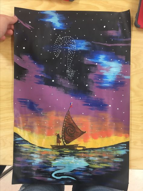 Moana Canvas Painting, Moana Paintings Easy, Moana Art Painting, Moana Mural, Moana Painting Ideas On Canvas, Disney Acrylic Painting, Moana Painting, Disney Painting Ideas, Aquatic Painting