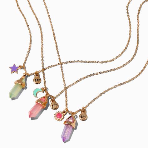 Kids Jewellery - Earrings, Body Jewellery & More | Claire's Bff Necklaces For 5, Bff Necklaces For Three, Friendship Necklaces For 3 Friends, Trio Accessories, Eyestrain Art, Necklaces For Girls, Kids Jewellery, Celestial Pendant, Trio Necklace