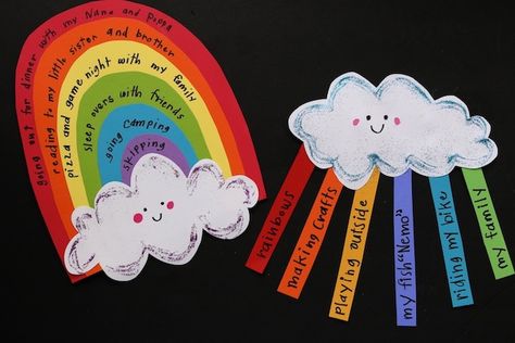 Kindness Rainbow Craft, Kindergarten Rainbow Craft, International Day Of Happiness Activities, All About Me Rainbow Craft, Happiness Day Activities, Happiness Activities For Kids, Joy Crafts For Kids, Joy Activities For Kids, Positivity Crafts