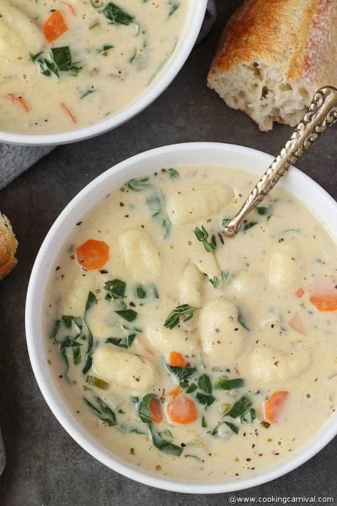 Vegetarian Dumpling Soup, Old Fashioned Potato Soup, Vegetarian Dumpling, Homemade Bread Bowls, Buttered Vegetables, Vegetarian Instant Pot, Gnocchi Soup, Dumplings For Soup, Instant Pot Soup