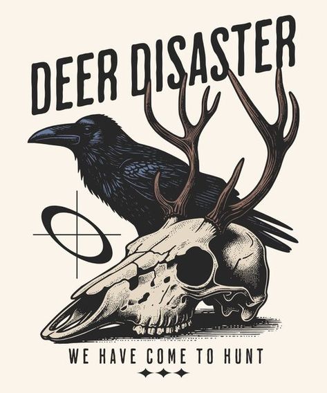 Skull deer and crow T-Shirt Design Template Skull Shirt Design, Cricut Svgs, Hipster Beard, T Shirt Design Template, Designing Ideas, Deer Skull, Deer Skulls, Vintage Logo Design, Skull Fashion