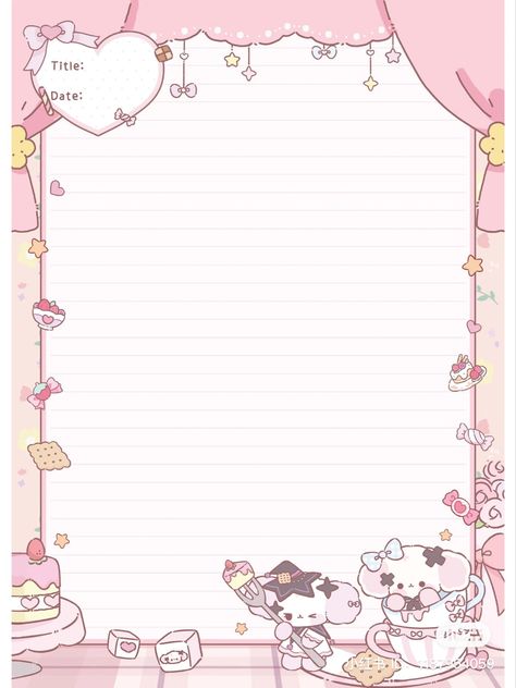 Note Pads Aesthetic, Memo Paper Aesthetic Printable, Cute Stationery Paper, Cute Letter Paper, Cute Printables, Kawaii Printables, Pink Notepad, Note Templates, Memo Pad Design