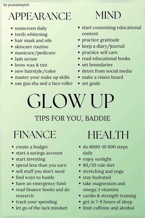 #Glowup #Wellness#Selfcare#Wealth#Health#Glamgoals#Tips Glow Up Financially, Glow Up Tips Physical, How To Glow Up Mental Health, Physical And Mental Glow Up, Tips To Glow Up Mentally And Physically, How To Glow Up Physically And Mentally, Personal Glow Up, September Glow Up, Mental And Physical Glow Up