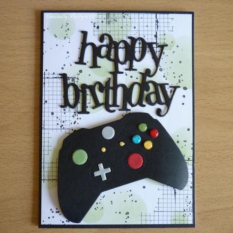 Cricut Birthday Cards, Stampin Up Birthday Cards, Play Station, Mft Cards, Masculine Birthday Cards, Birthday Cards For Boys, Bday Cards, Boy Cards, Gaming Controller