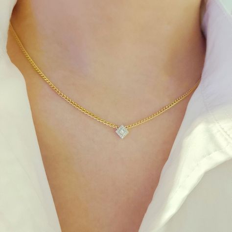 Natural Diamond Necklace 18K Solid Gold Necklace Princess Cut Diamond Square Cluster Diamond Pendant Necklace for Women Necklace for Girls Necklace Princess, Necklace For Girls, Beautiful Anklet, Cluster Design, Solid Gold Necklace, Timeless Luxury, Princess Cut Diamond, Women Necklace, Girls Necklaces