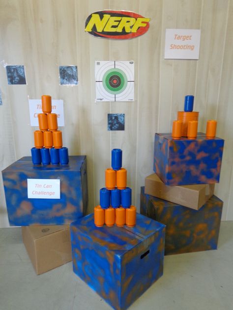 Nerf target shooting Nerf Birthday Party, Nerf Party, 9th Birthday Parties, 10th Birthday Parties, 12th Birthday, 6th Birthday Parties, 9th Birthday, Boy Birthday Party, Boy Birthday Parties