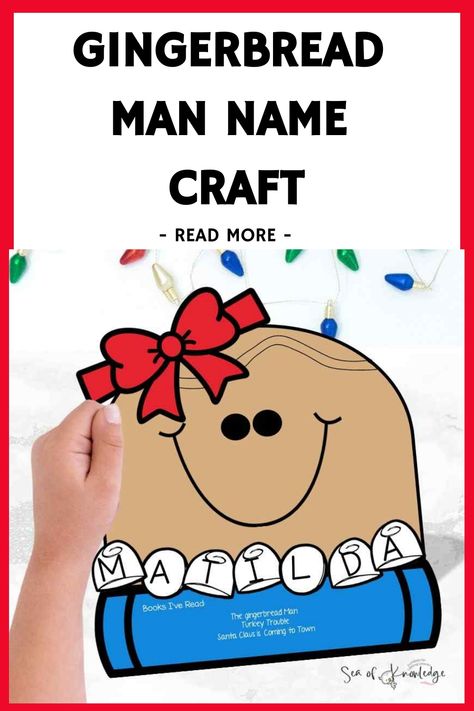 Create personalized gingerbread man name crafts for a touch of festive fun. Craft your own unique gingerbread characters with names to add a personal touch to your holiday decor. Perfect for gifting or displaying in your home, these charming crafts will bring joy and warmth to the season. Let your creativity shine and make this holiday season extra special with these delightful gingerbread man name crafts. Printable Christmas Activity Sheets, Christmas Sight Word Activities, Gingerbread Man Games, Christmas Activity Sheets, Gingerbread Characters, Christmas For Kids, Elf Crafts, Name Crafts, Christmas Worksheets