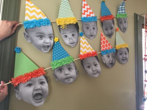 Baby Birthday Decorations, Classroom Birthday, Twin First Birthday, Birthday Wall, 1st Birthday Party Invitations, Hand Crafts For Kids, Birthday Crafts, Kids Party Themes, Baby 1st Birthday