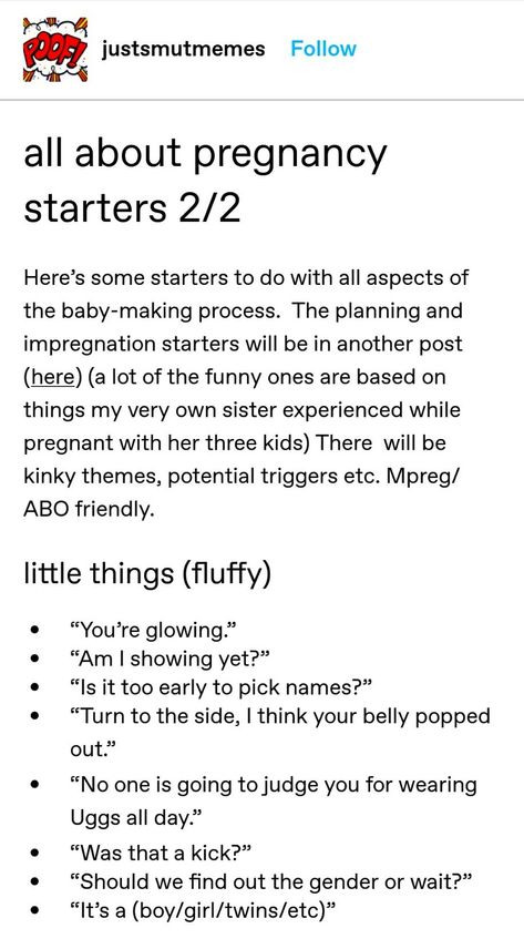 Pregnant Prompts Otp, Writing Family Dynamics, Pregnant Writing Prompts, Pregnant Prompts, Pregnancy Writing Prompts, Aftercare Prompts, Pregnancy Prompts, Fluff Writing, Fanfic Tips