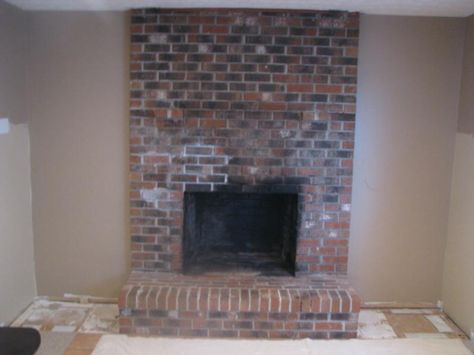 Removing Fireplace, Before And After Fireplace, Brick Fireplace Remodel, Artificial Fireplace, Corner Electric Fireplace, Fireplace Brick, Corner Gas Fireplace, Ombre Denim, Fireplace Redo