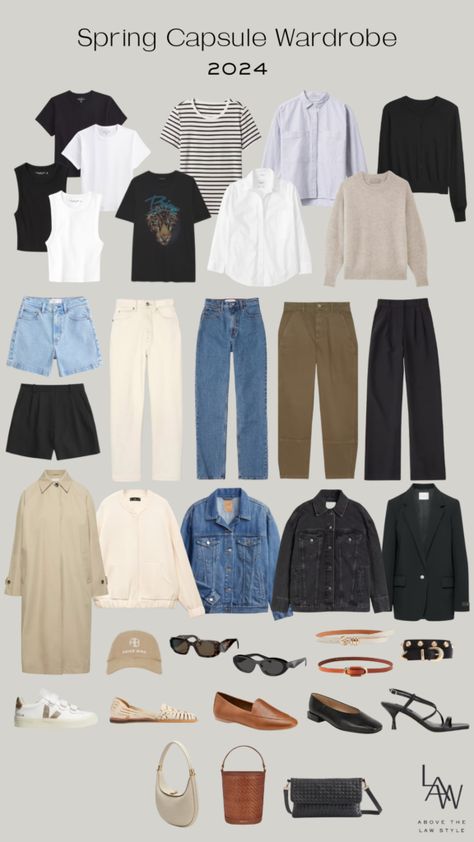 Spring Capsule Wardrobe 2024 - Above The L.A.W. Style Travel Capsule Wardrobe Spring, Netherlands Trip, Europe Packing, Minimalist Wardrobe Capsule, Capsule Wardrobe Women, Spring Summer Capsule Wardrobe, Minimalist Closet, Minimal Wardrobe, Travel Capsule Wardrobe