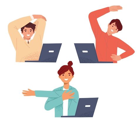 Employee active stretch fatigue cramps m... | Free Vector #Freepik #freevector #office-exercise #person-working #stretch #active-lifestyle Illustrations Of People, Office Exercise, Healing Therapy, Work Safety, Physical Therapy, Physical Fitness, Active Lifestyle, Stretching, Premium Vector