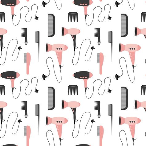 Hair salon vector seamless pattern. Flat seamless pattern with hair dryer and comb on white background. Pattern Hair Dryer, Pattern Hair, Logo Banners, Cityscape Photos, Nature Backgrounds, Heart With Arrow, Background Banner, Landscape Photos, Hair Dryer