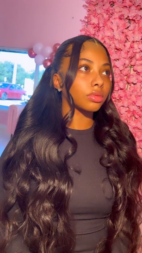 Birthday Hairstyles, Quick Weave Hairstyles, Braids Hairstyles Pictures, Frontal Hairstyles, Pretty Braided Hairstyles, Slick Hairstyles, Dope Hairstyles, Hair Ponytail Styles, Sleek Ponytail