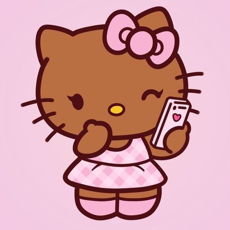 Hello Kitty Light Skin Stare, Indian Hello Kitty, Light Skin Hello Kitty Pfp, Mexican Hello Kitty Pfp, Tan Hello Kitty Pfp, Brown Hello Kitty Pfp, Hello Kitty On The Phone, Sanrio Pfp Aesthetic, Hello Kitty Profile Pic