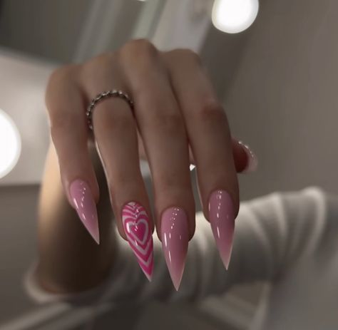 Aesthetic Heart Design Pink Nails Design Pink Nails, Aesthetic Heart, Sharp Nails, Nails Designs, Heart Design, Pink Nails, Nail Designs, Nails, Pink